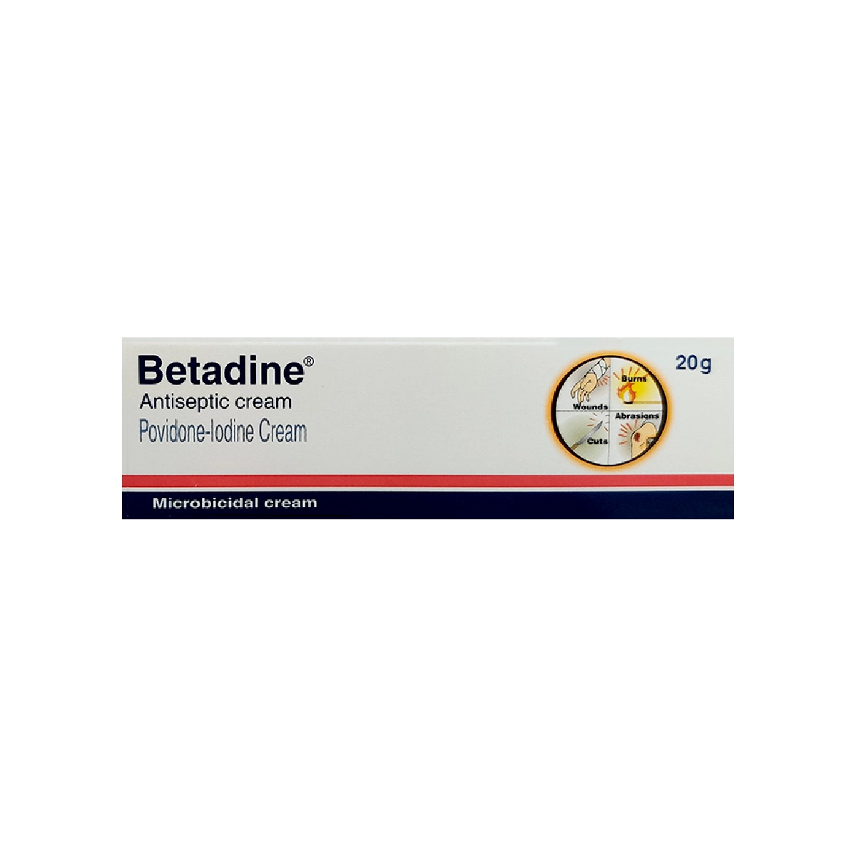 Betadine Antiseptic Cream 20g - Effective Microbicidal Protection for Wounds, Burns, and Cuts