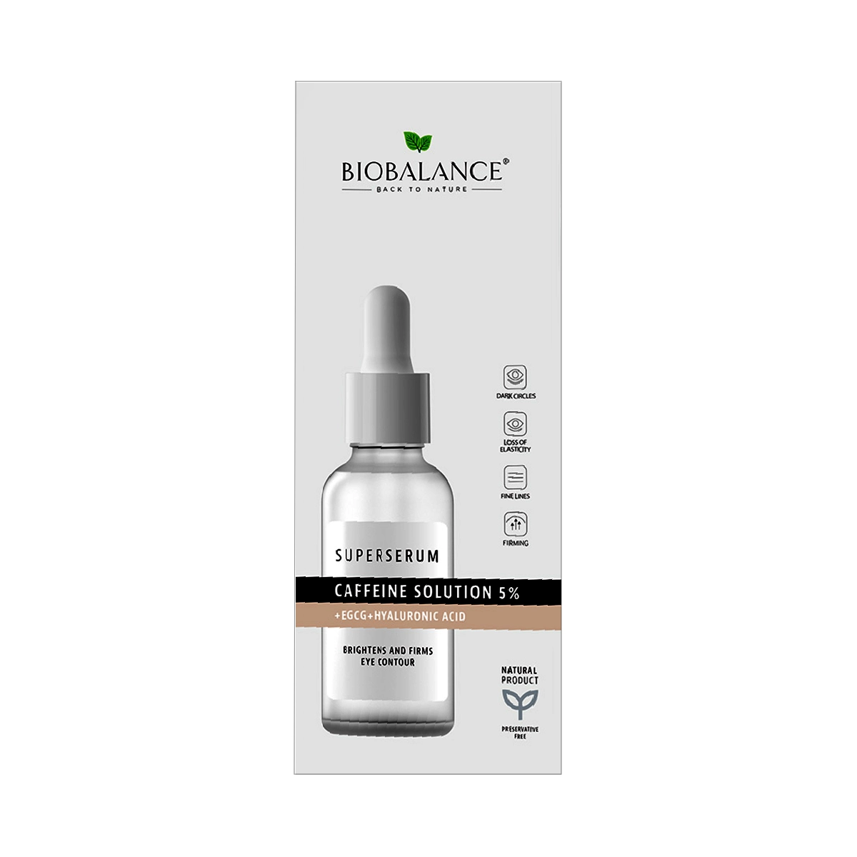 BioBalance Natural Caffeine Solution 5% Super Serum 30ml - For dark circles and wrinkles