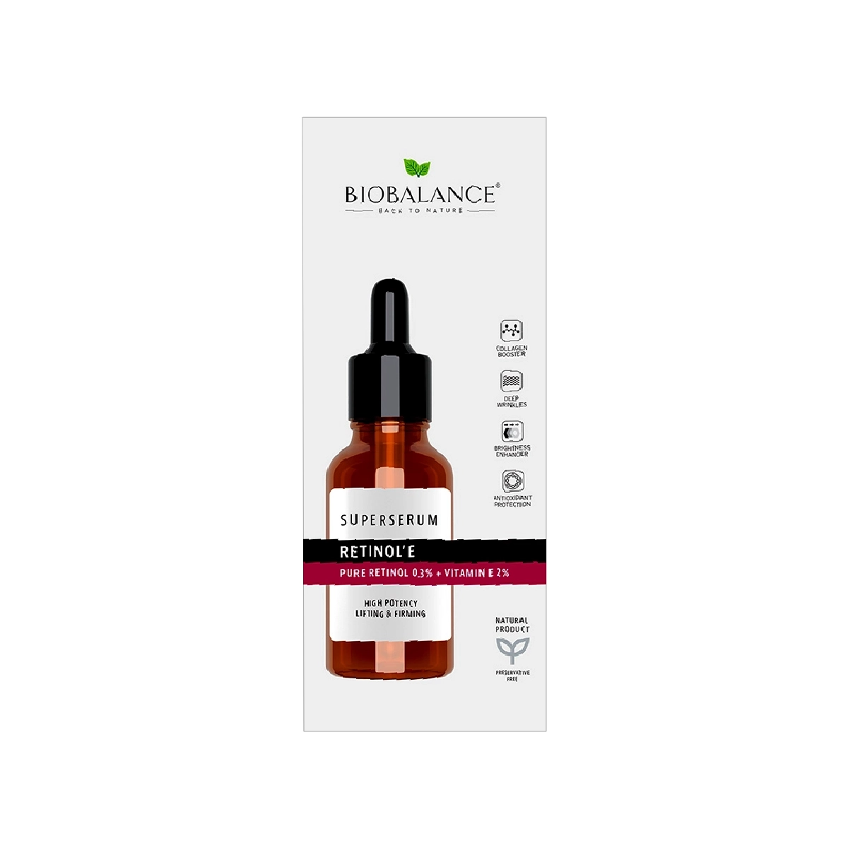 First product image of Biobalance Natural Retinol'E Super Serum 30ml - Pure Retinol 0.3% + Vitamin E 2% Super Serum