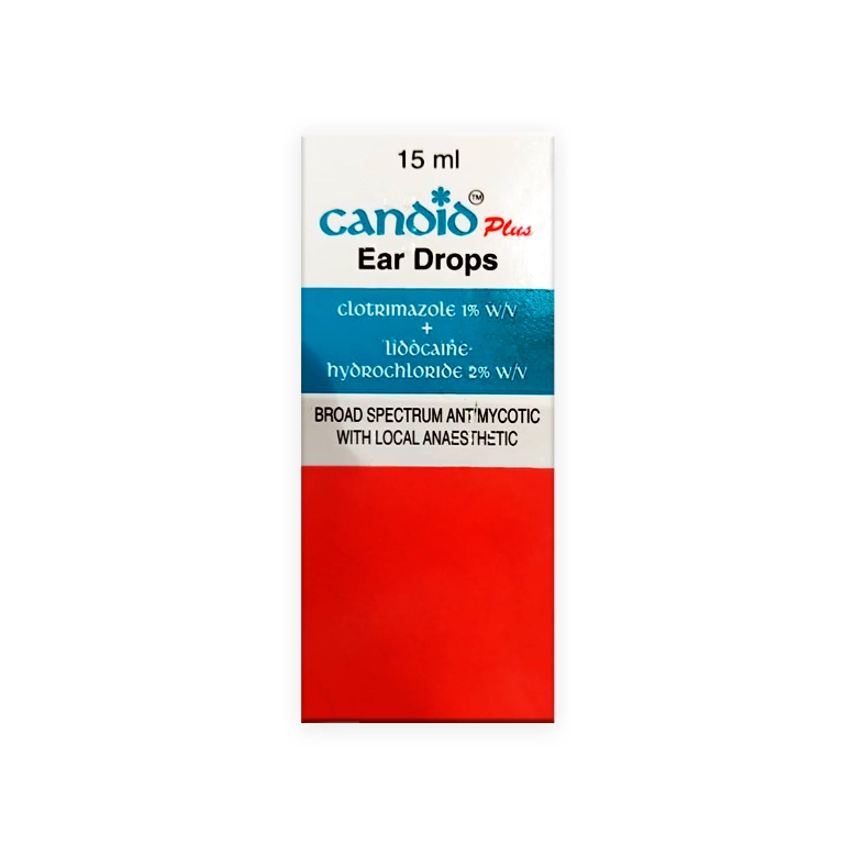 Candid Plus Ear Drop (Lidocaine/Clotrimazole) 15ml - Effective Relief from Fungal Ear Infections