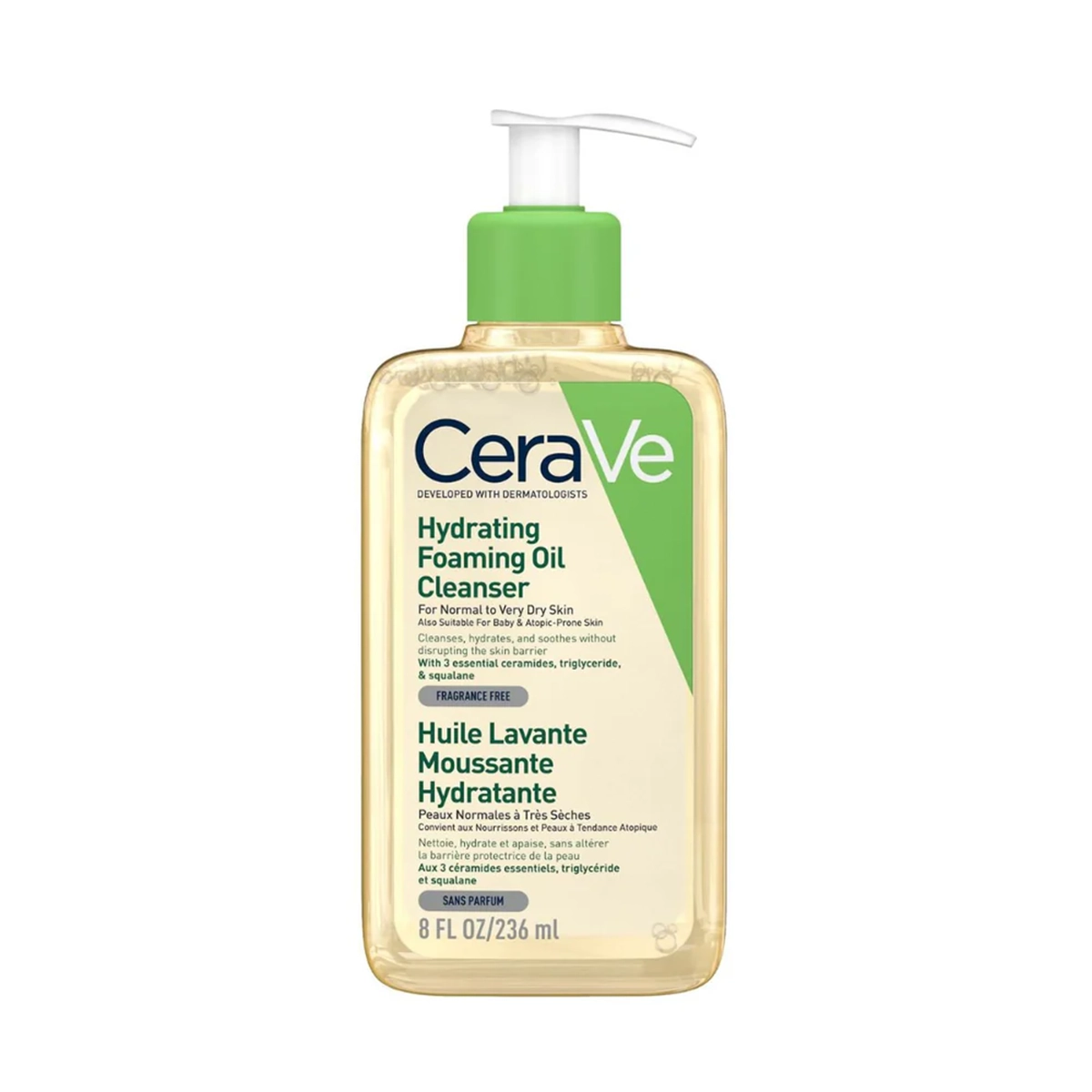 CeraVe Hydrating Foaming Oil Cleanser 236ml – Hydrating, Non-Comedogenic, Ideal for Dry & Sensitive Skin