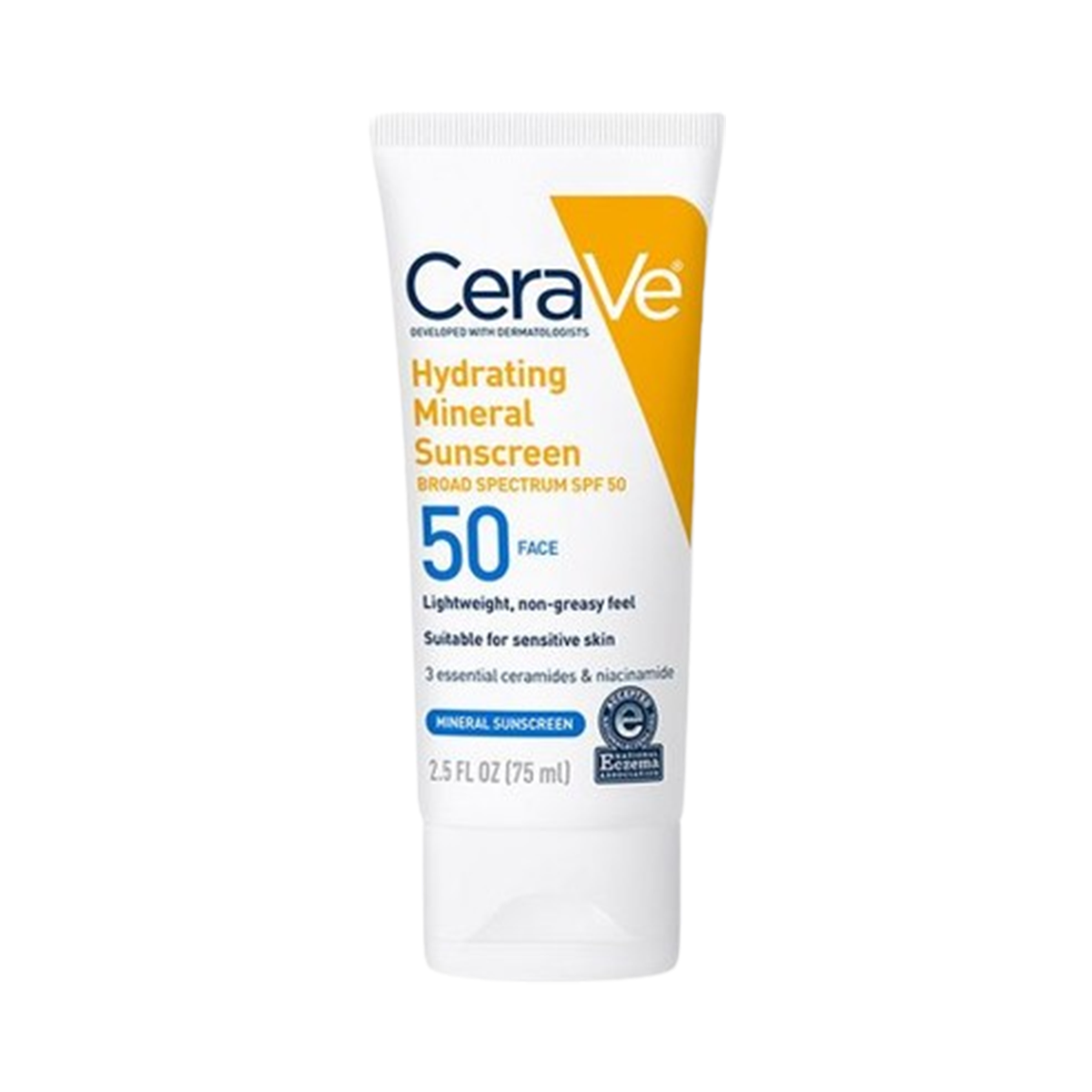 CeraVe Hydrating Mineral Sunscreen SPF 50 75ml - For Sun Protection, Hydration, and Sensitive Skin Care