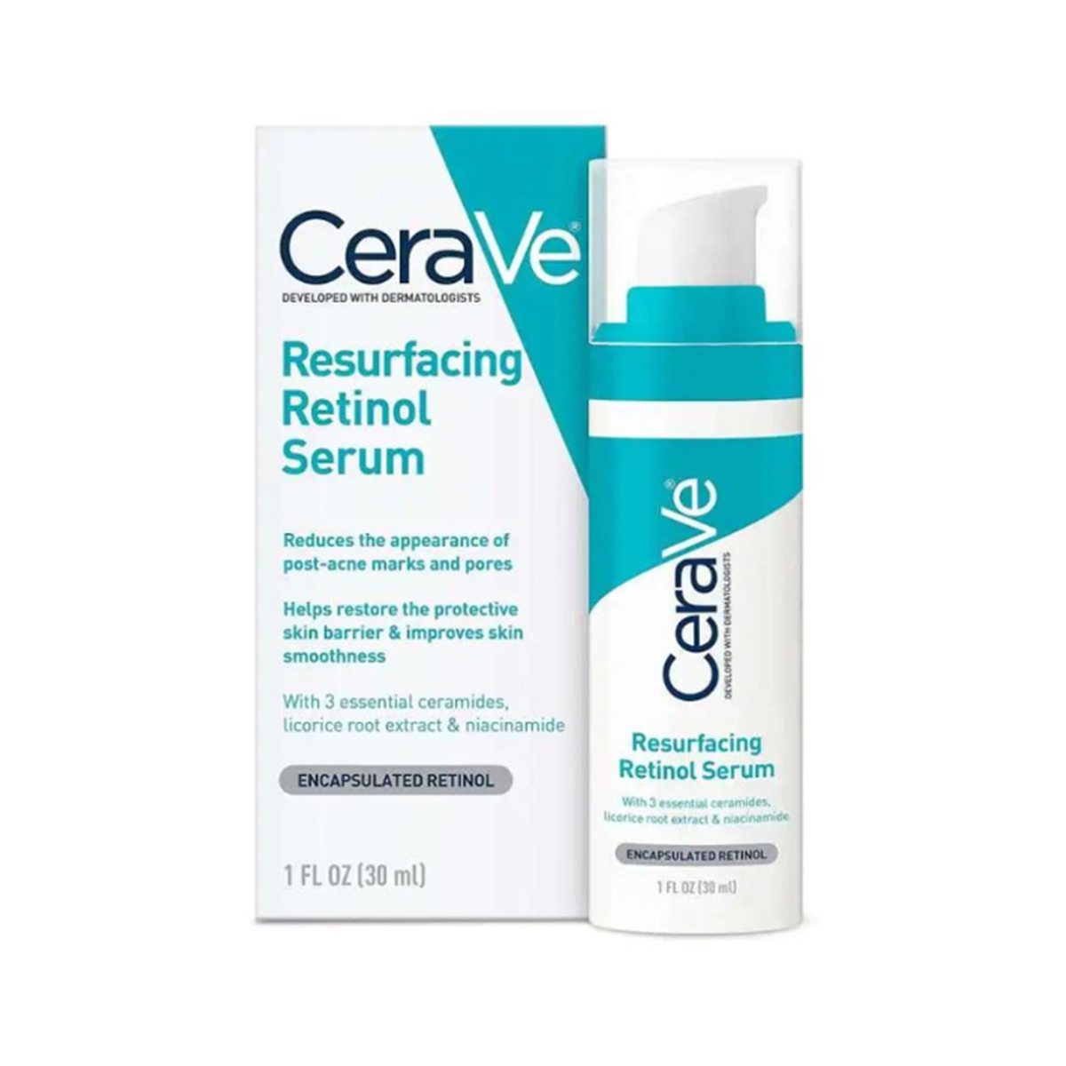 CeraVe Resurfacing Serum Niacinamide 30ml - For Post-Acne Marks, Skin Brightening, and Skin Barrier Protection