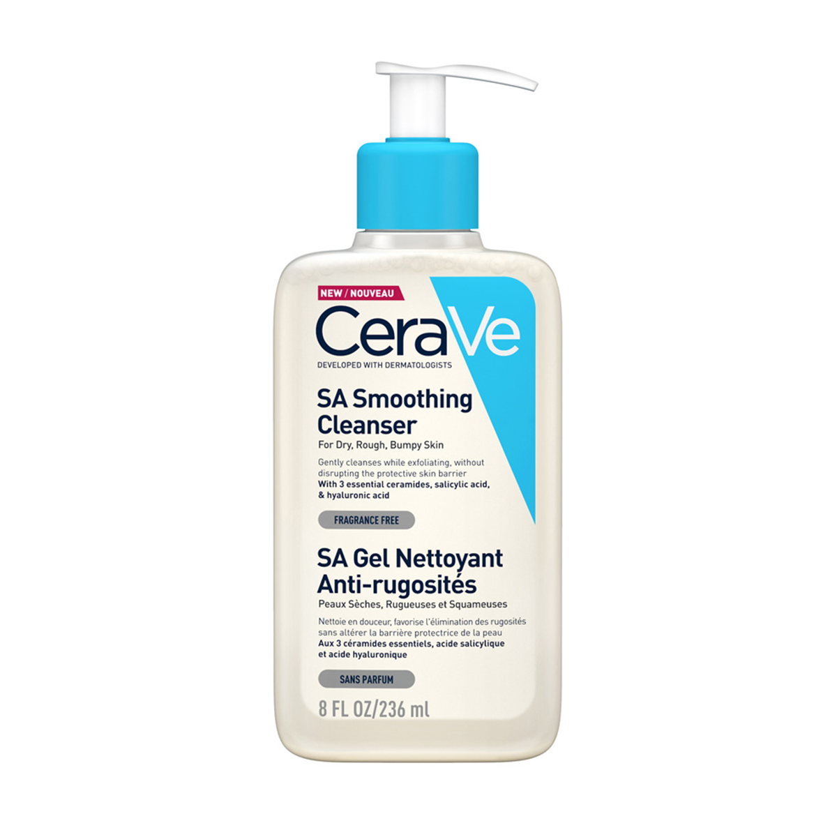 CeraVe SA Smoothing Cleanser 236ml - For Gentle Exfoliation, Smoothing, and Skin Hydration