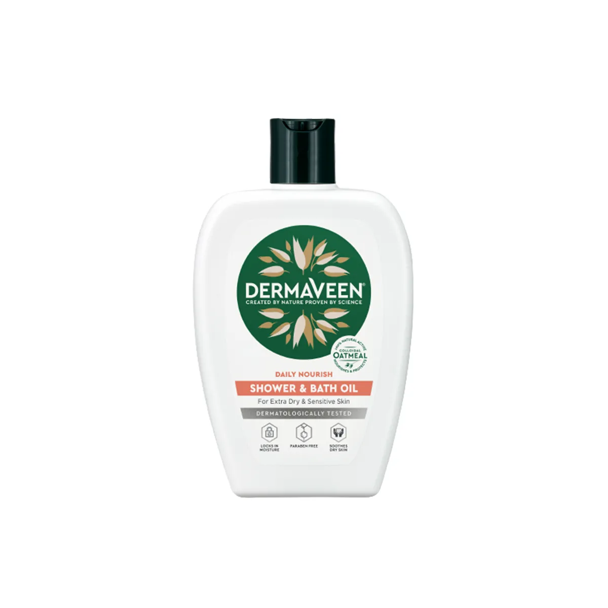 DermaVeen Daily Nourish Shower & Bath Oil 250ml - For Extra Dry & Sensitive Skin