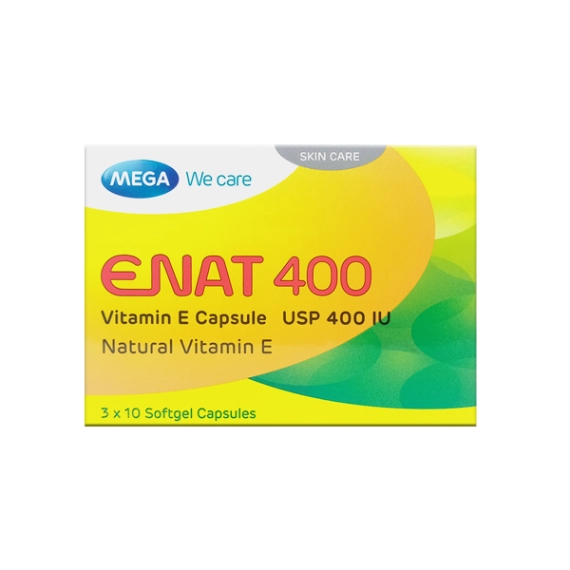 ENAT 400IU Natural Vitamin E Capsules 30s – Powerful Antioxidant for Skin and Cellular Health