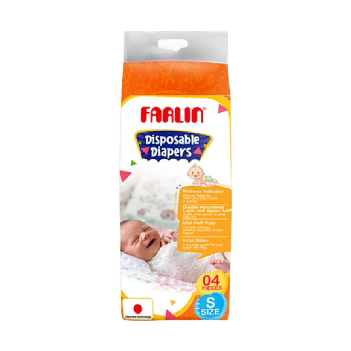 Farlin Diaper Premium Pant Small 4PCS – Soft, Secure, and Super Absorbent, Wetness Indicator