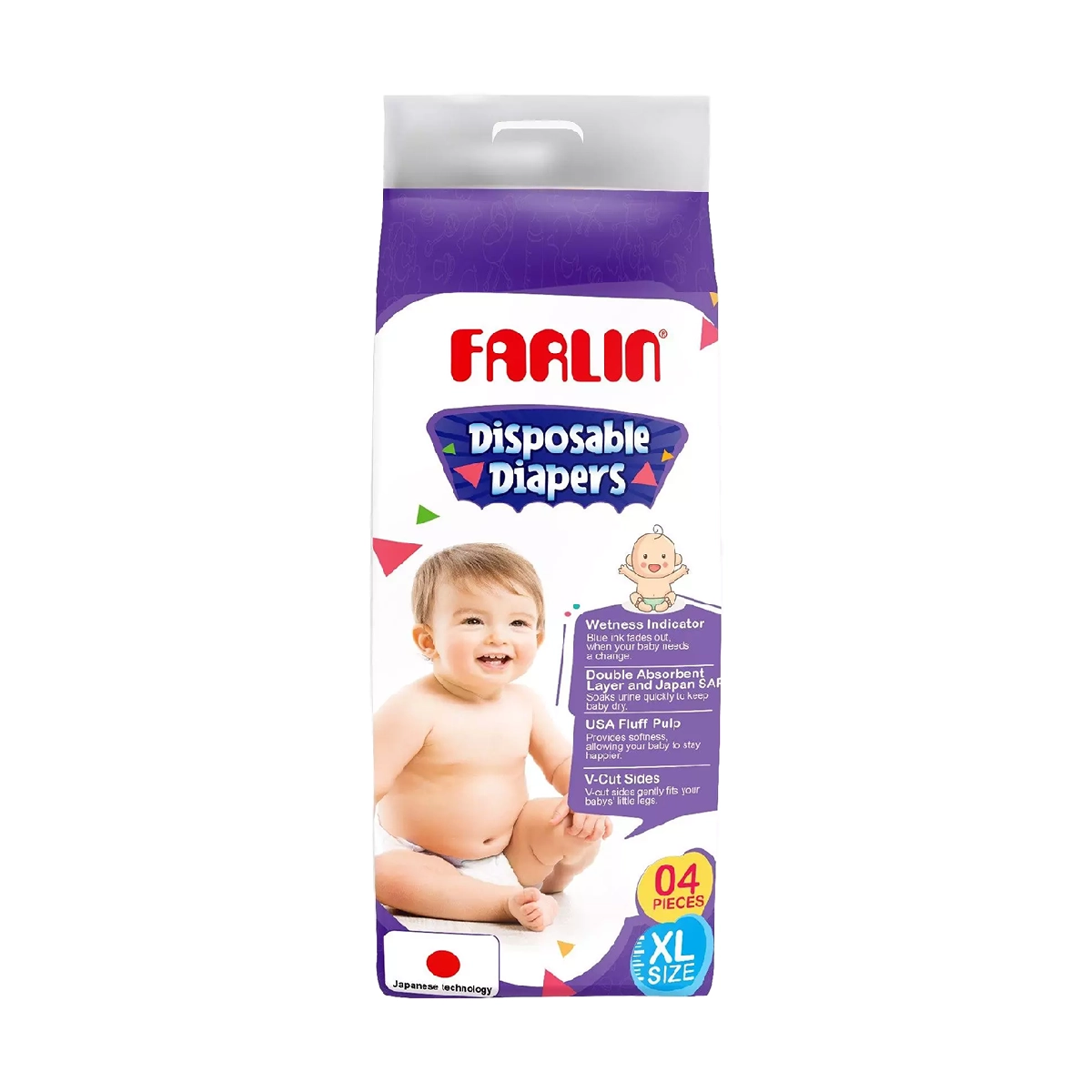 Farlin Diaper Premium Pant XLarge 4PCS – Soft, Secure, and Super Absorbent, Wetness Indicator