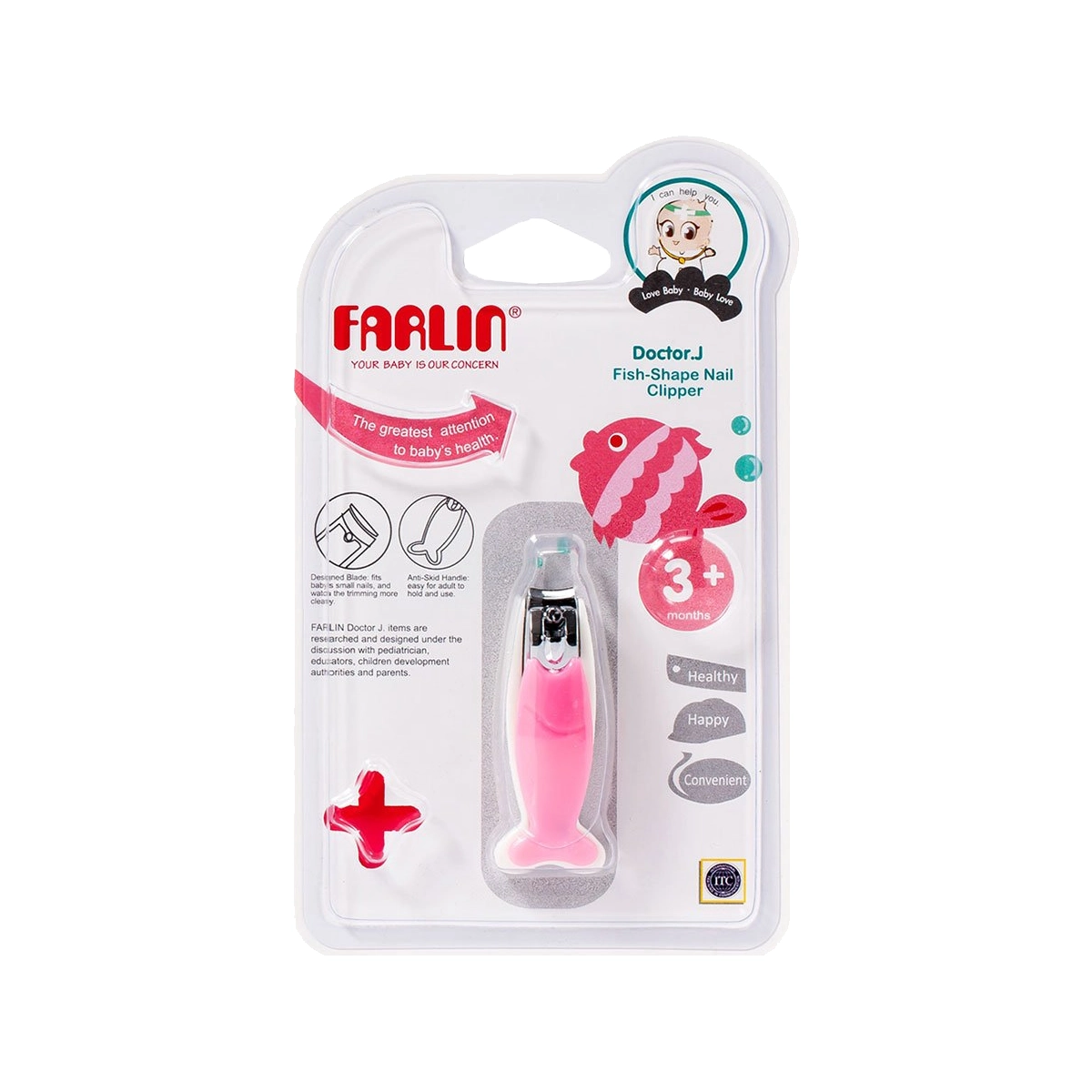 Farlin Fish Shape Nail Clipper - Child-friendly,Easy grip,Safety spy hole,Nail Clipper for all