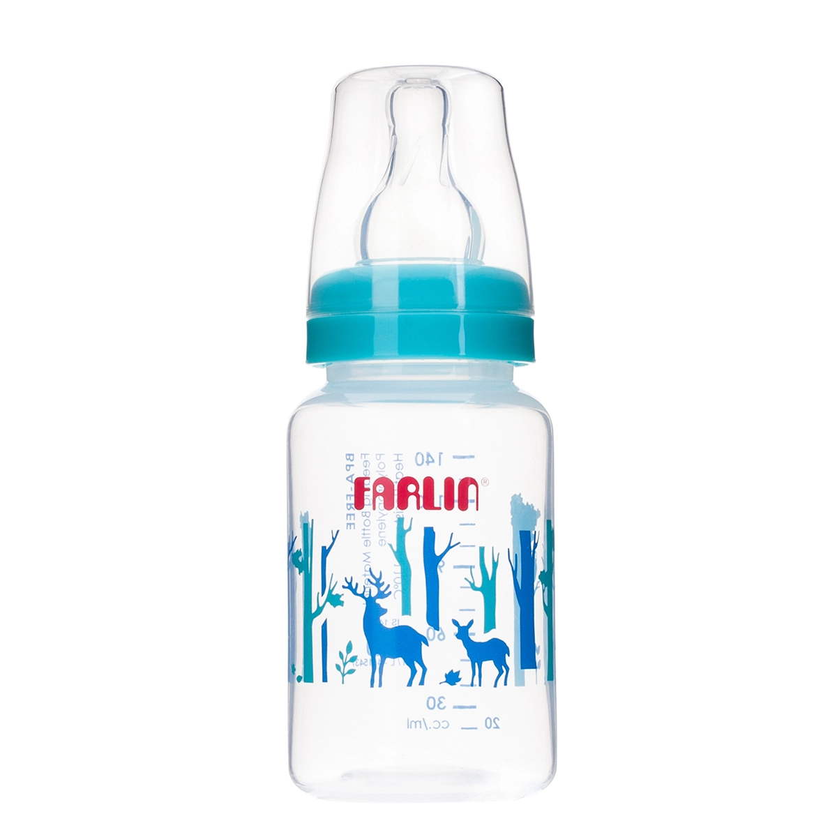 Farlin PP Feeding Bottle Animal Series Standard Neck Blue 140ml - Anti-colic silicone nipple