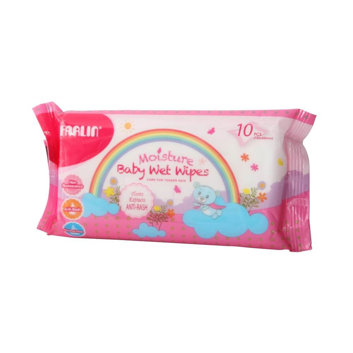 Farlin Wet Wipes 10Pcs - Anti-rash formula, Moisturizing, Portable wet wipes for Sensitive skin