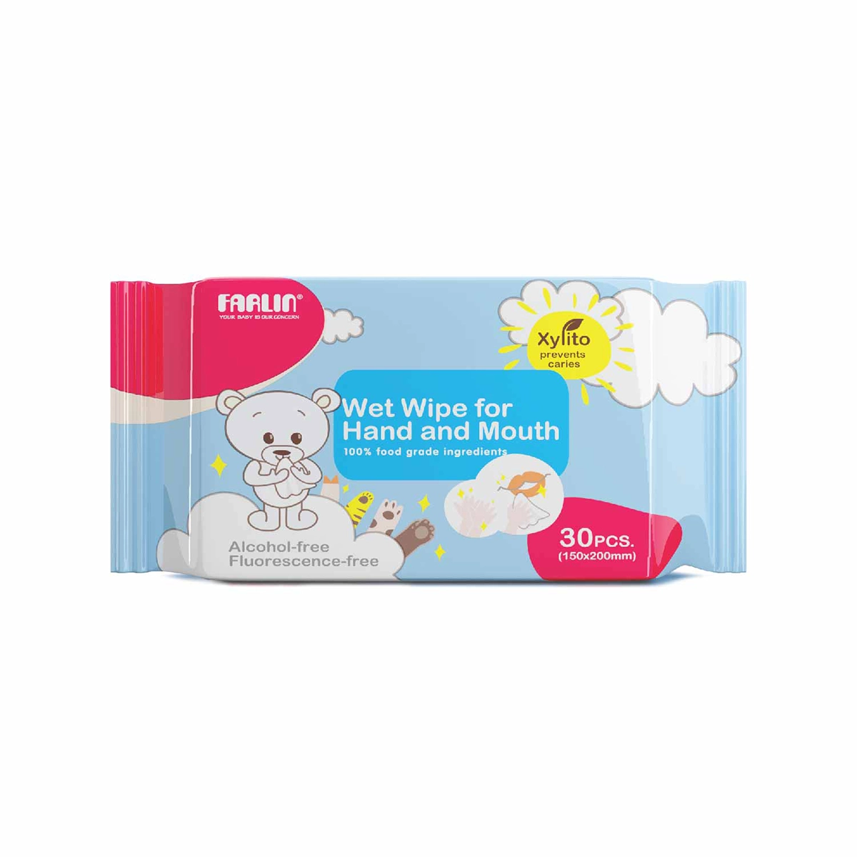 Farlin Wet Wipes for Hand & Mouth - Alcohol-free, Fragrance-free,100% food-grade ingredients