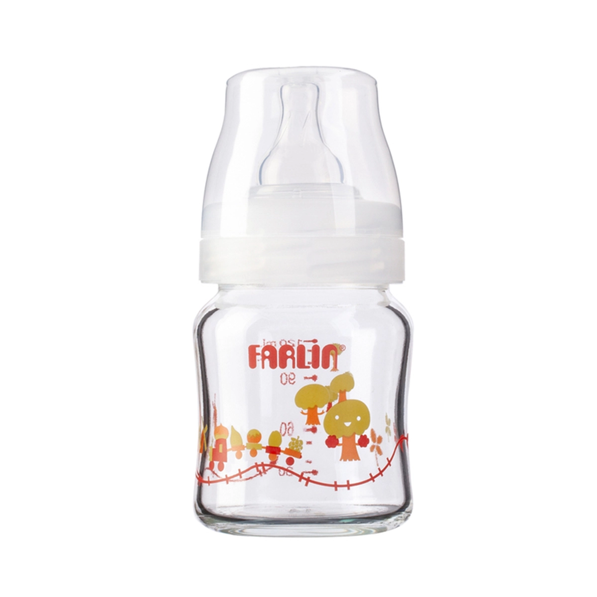 Farlin Wide Neck Glass Feeding Bottle 120ml - Anti-colic, Borosilicate glass, Heat-resistant