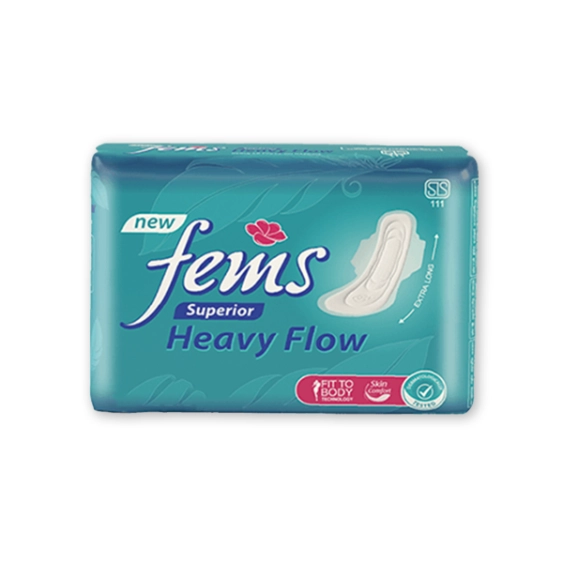 Fems Superior Heavy Flow Sanitary Napkin 8s - Fit to Body Technology, Drytex Wings, Superior Comfort & Protection