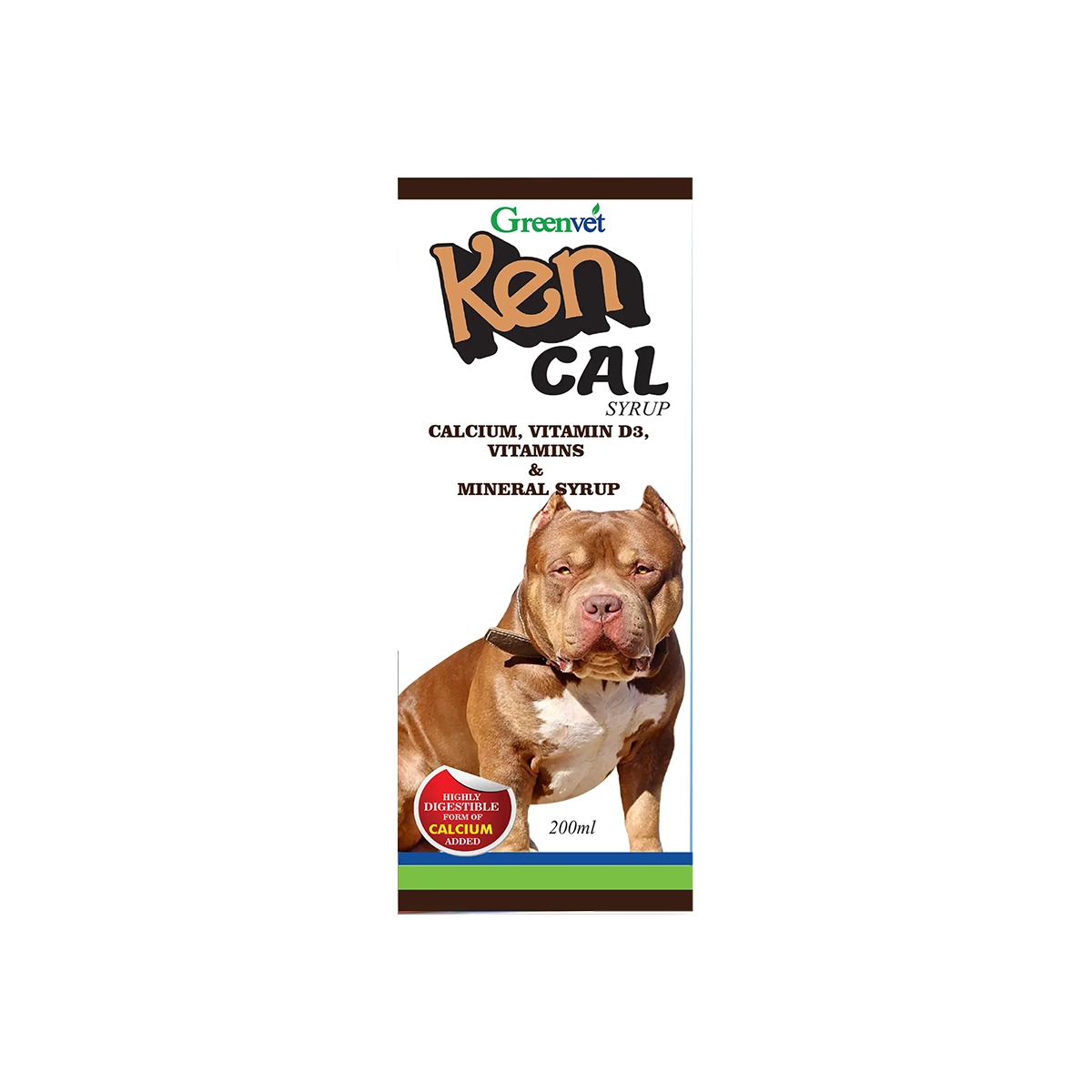 Greenvet Ken Cal Syrup 100ml - Calcium, Vitamin D3, and Mineral Syrup for Dogs & Cats