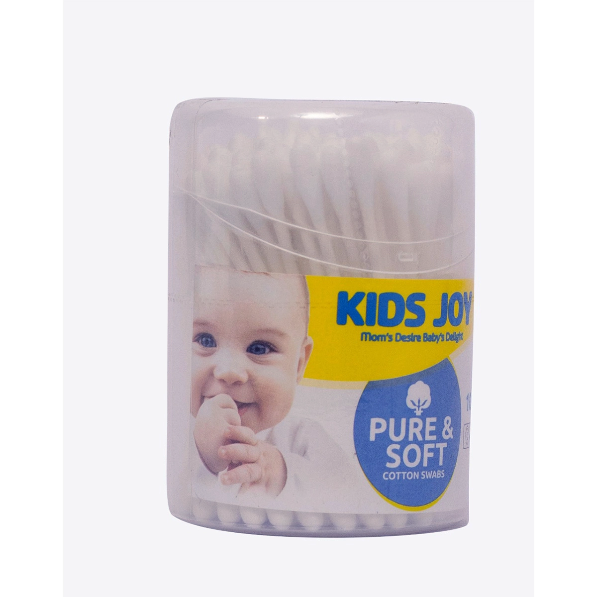 Kids Joy Cotton Buds Plastic Canister 100s - Super absorbent, Delicate skin, Cosmetic needs