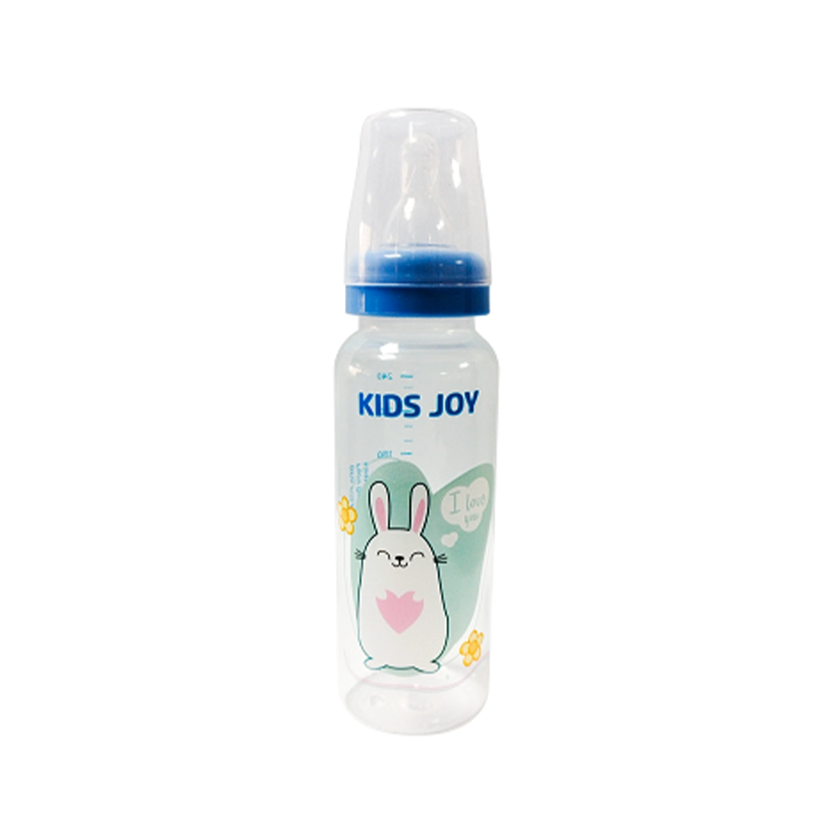 Kids Joy Plastic Feeding Bottle Standard Neck Blue 240ml - BPA-free, Silicone nipple