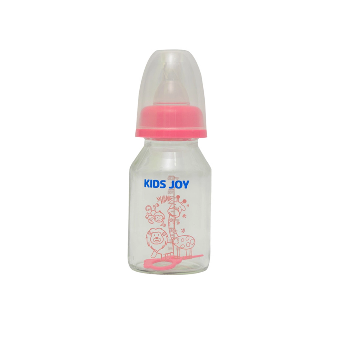 Kids Joy Plastic Feeding Bottle Standard Neck Pink 120ml - BPA-free, Silicone nipple