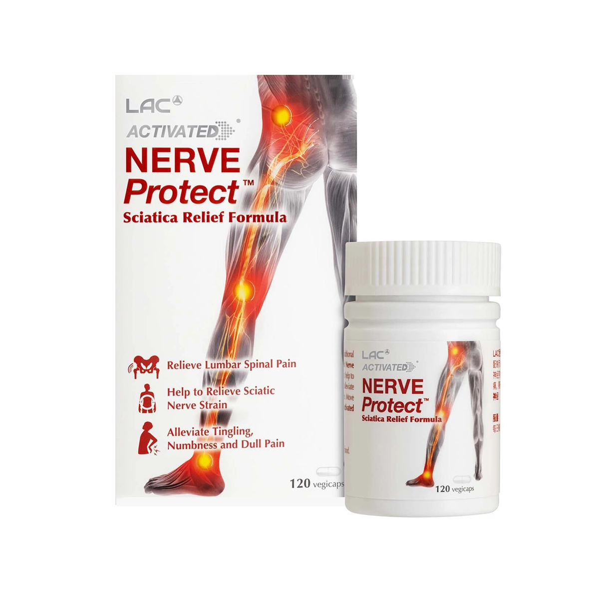 LAC ACTIVATED Nerve Protect - Sciatica Relief Formula Vegicaps 120s Muscle Relaxation