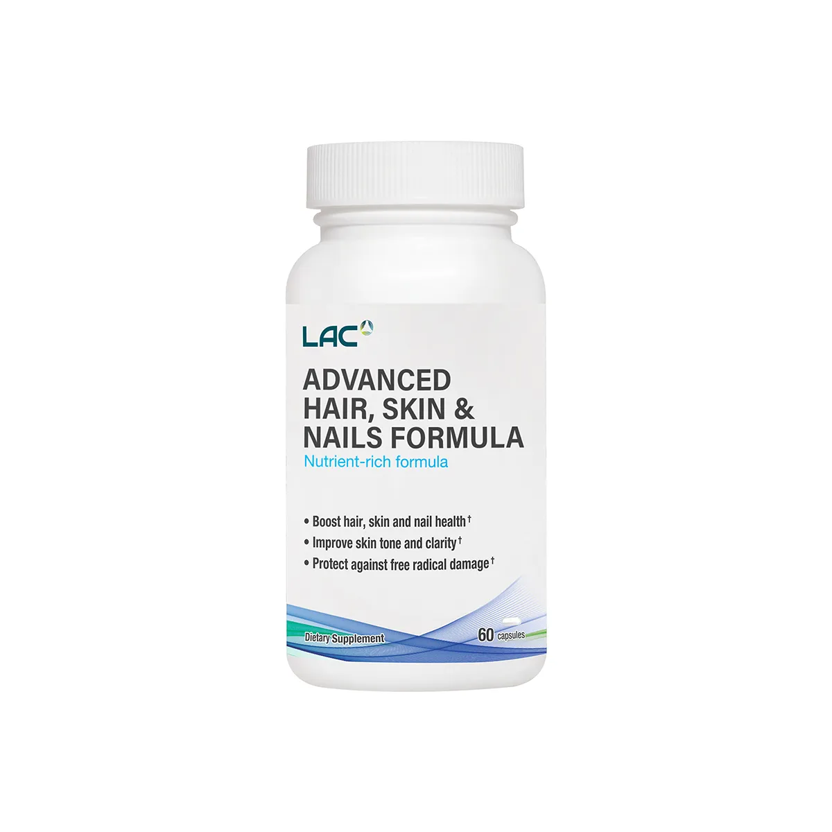 LAC Advanced Hair, Skin & Nails Formula Capsules 60s - For Luscious Hair, Radiant Skin, and Stronger Nails