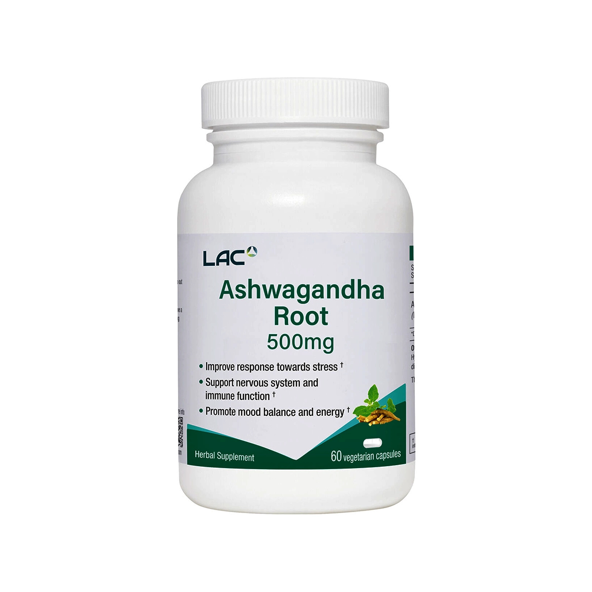 LAC HERBS Ashwagandha Root 500mg vegetarian capsules 60s - Stress Relief and Energy