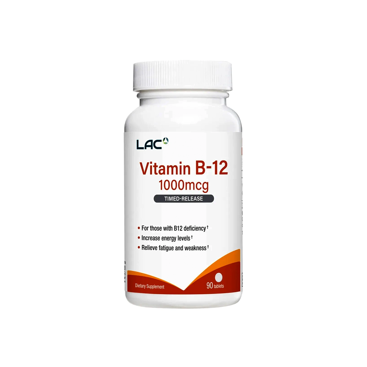 LAC Vitamin B-12 1000mcg Timed-Release Tablets 90s - Reduce fatigue and weakness