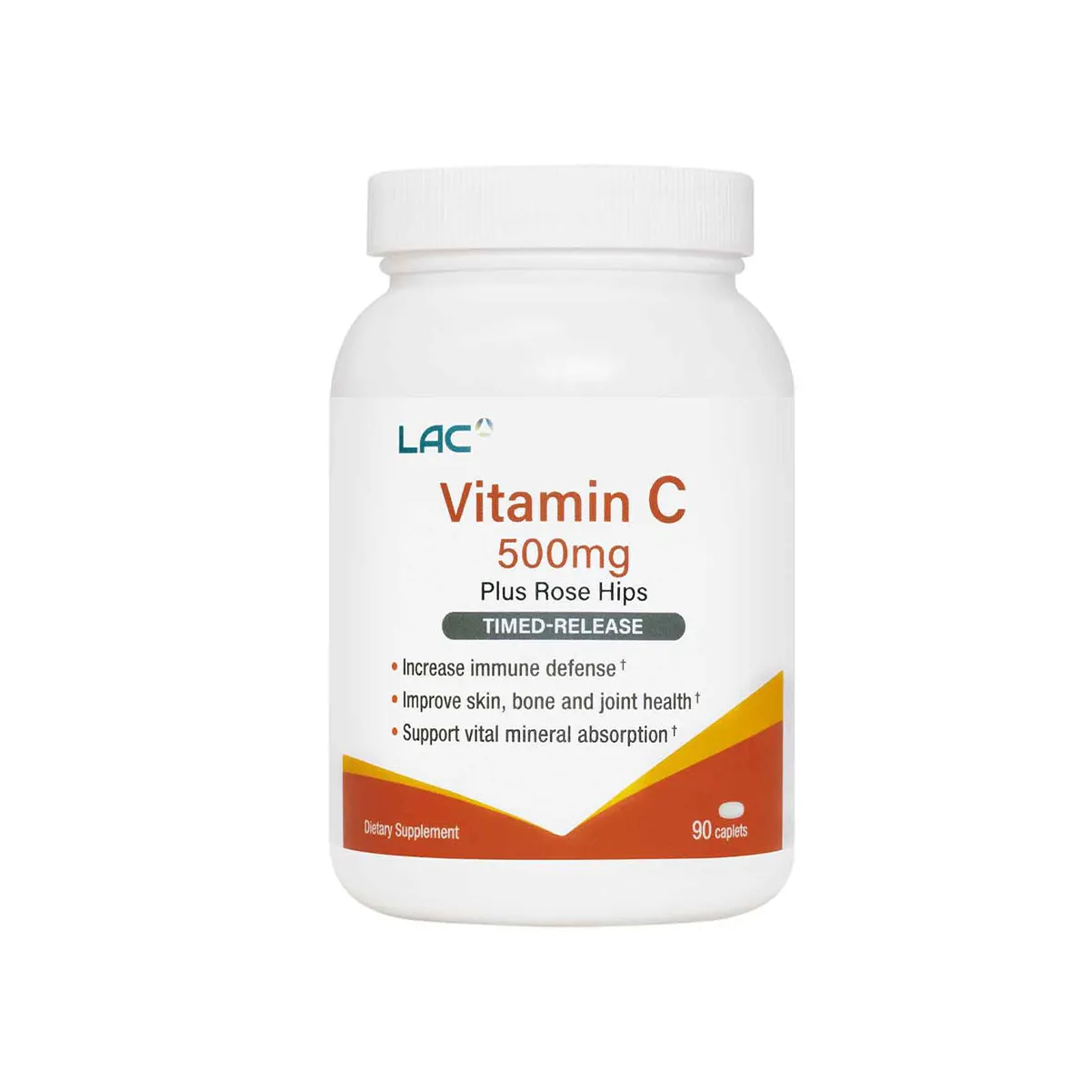 LAC Vitamin C 500mg Rose Hip Capsules 90s - Immune Support, Skin Health, and Enhanced Absorption