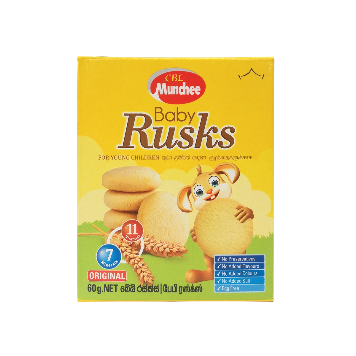 Munchee Baby Rusk Apple Flavor 60g - Nutritious Baby Snack, and Easy Puree Preparation