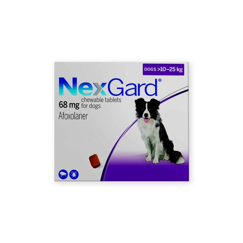 NexGard Chewable Tablets for Dogs 10-25KG 3s - Flea and Tick Protection with a Delicious Beef Flavor