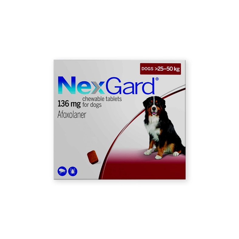 NexGard Chewable Tablets for Dogs 25-50kg 3s - Advanced Flea & Tick Protection in a Tasty Chew