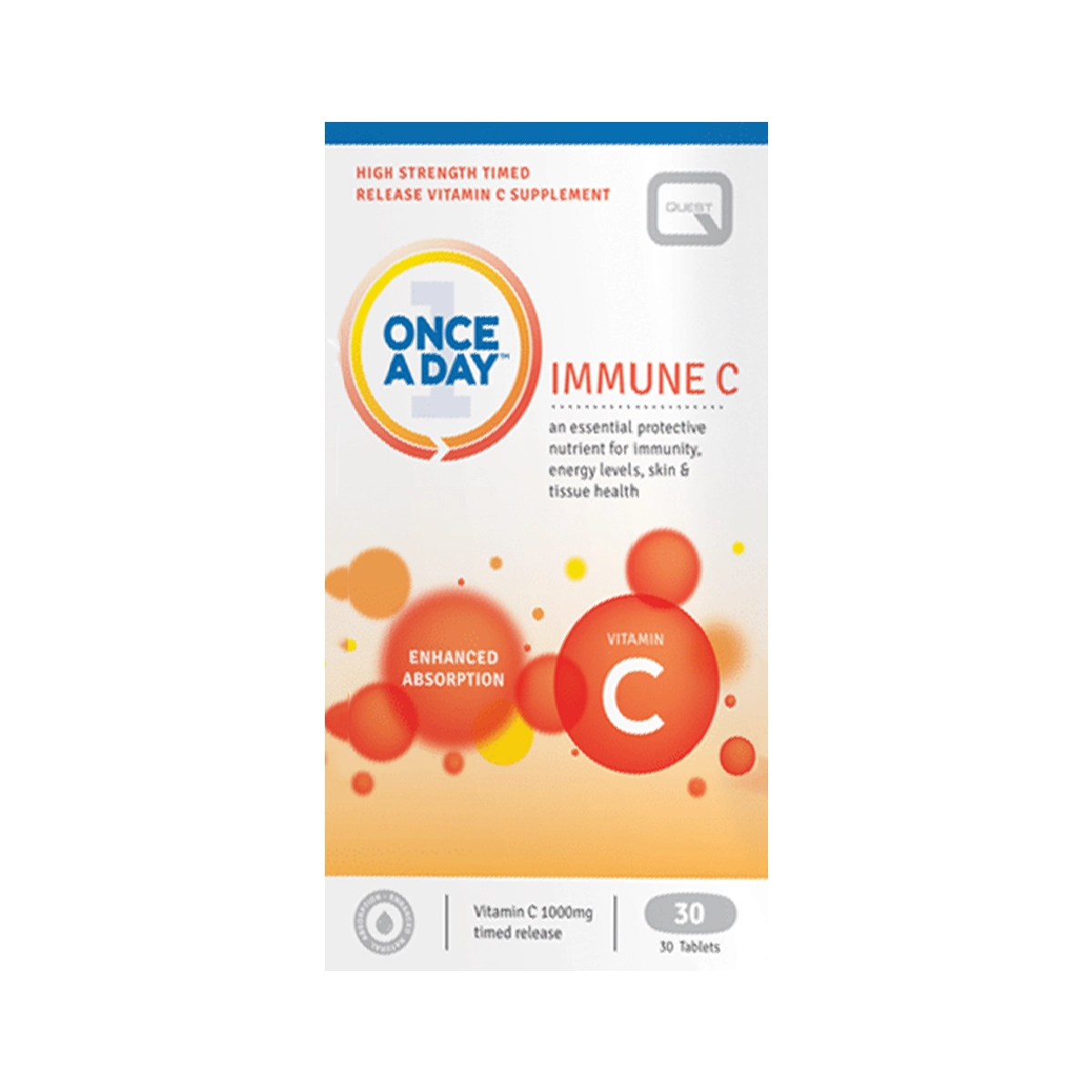 Once A Day Immune C 1000mg Tablets 30s - Timed-release formula Vitmin C, Citrus