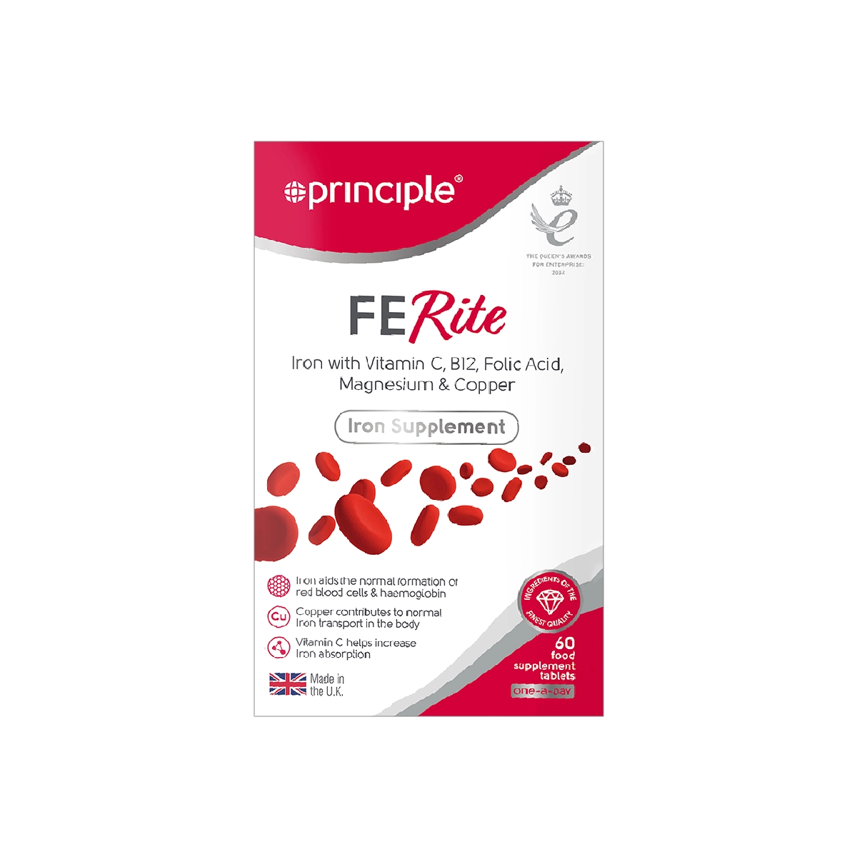 Principle Ferite Tablets 60s - High-Strength Iron Supplement for Women, Supports Energy and Reduces Fatigue