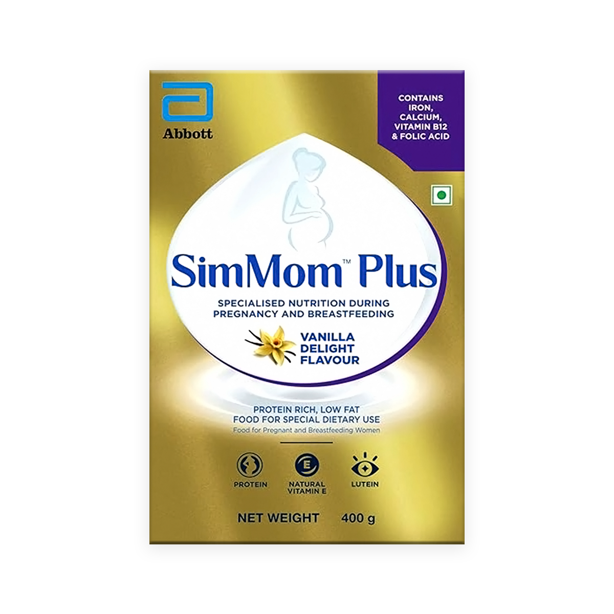 SimMom Plus Maternal Nutrition Milk Powder 400g (Vanilla) - DHA For Brain development, spinal growth