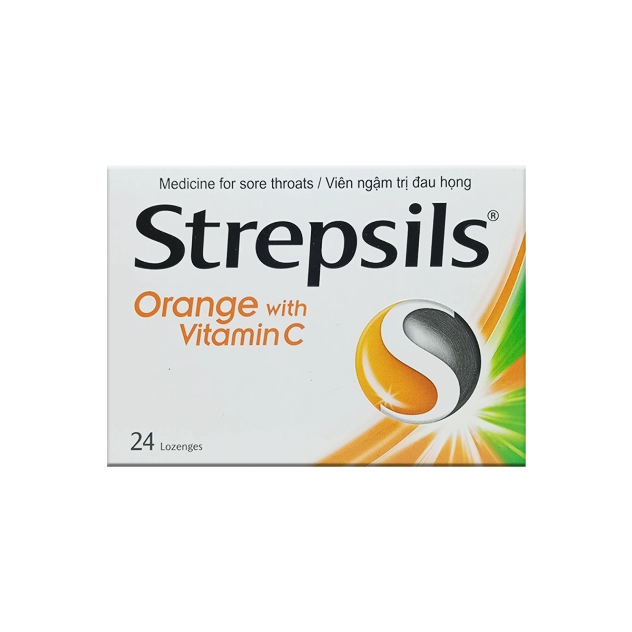 Strepsils Orange with Vitamin C Lozenges 24s - Soothing Relief with Added Immunity Boost