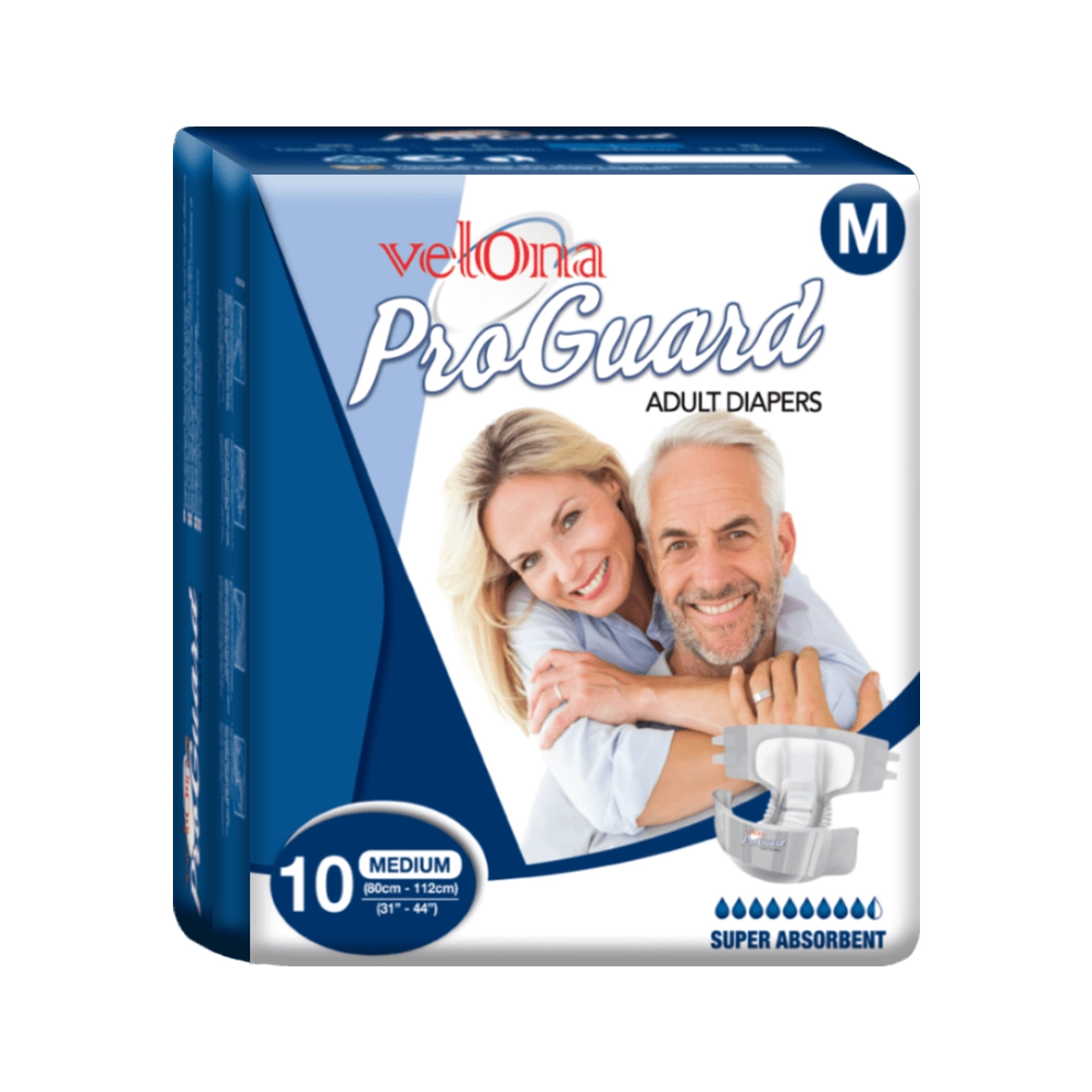 Velona Cuddles Pro Guard Adult Diapers 10 Pcs Medium - Incontinence Solution, Maximum Absorbency, Odor Control