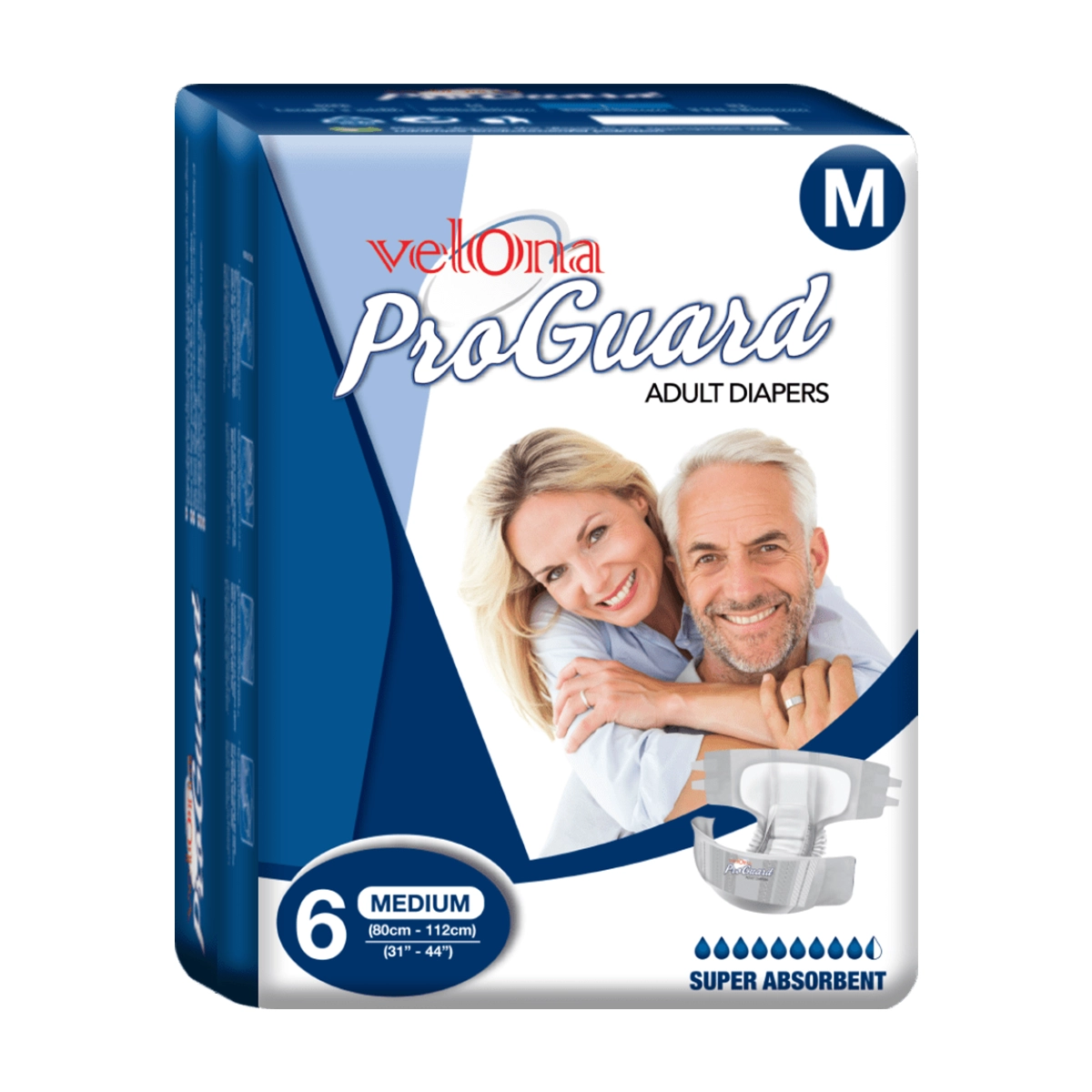 Velona Cuddles Pro Guard Adult Diapers 6 Pcs Medium - Incontinence Care, Maximum Absorbency, Odor Guard Protection