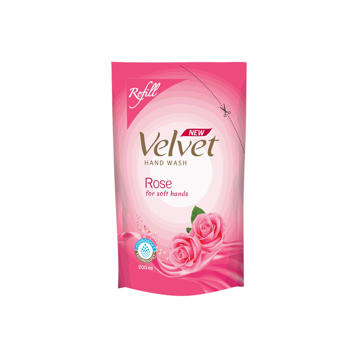 Velvet Hand Wash Refill Pouch Rose 200ml - For Soft Skin, Rose Fragrance, and Daily Use