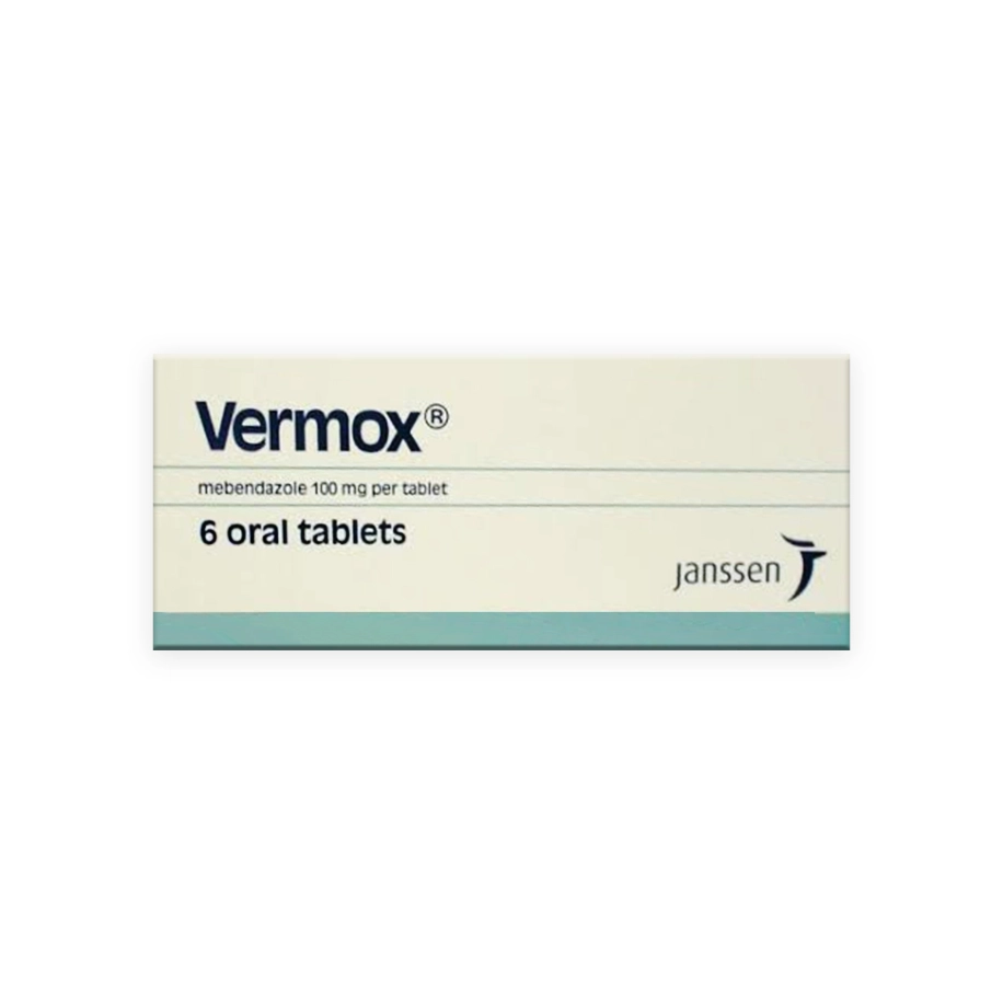 Vermox 100mg Tablets 6s (Mebendazole) - Effective Three-Day Worm Treatment