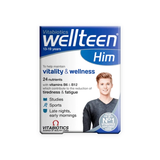 Wellteen Him Food Supplement (Vitabiotics) 30s - Essential Nutrients for Active Teenagers and Young Men